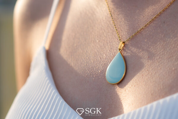 Επιχρυσωμένο σετ με σταγόνα από blue baby σμάλτο #ST3 - Image 3